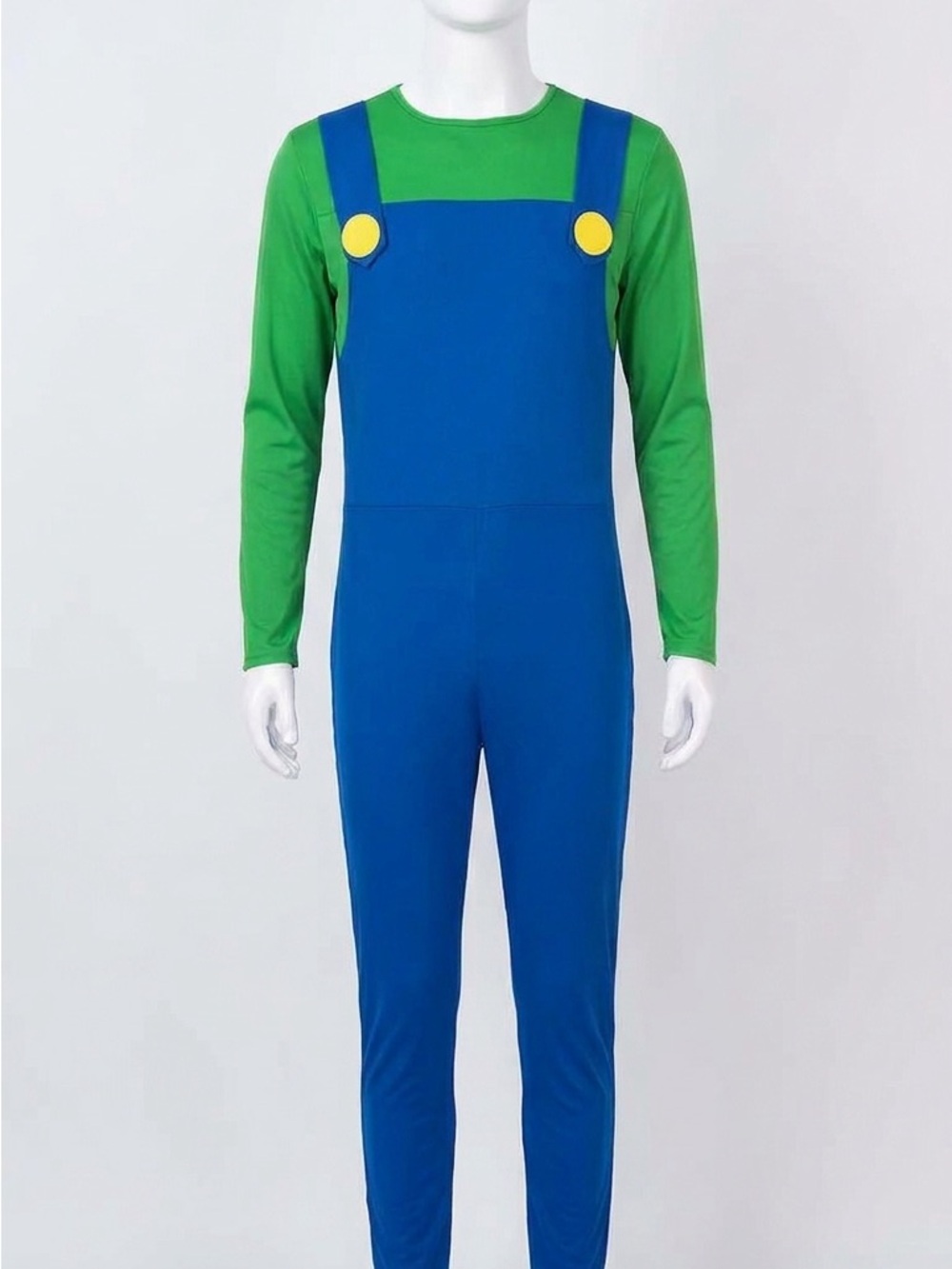 Lugui Blue & Green Superhero Jumpsuit Costume with Yellow Button w/hat